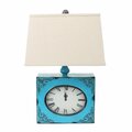Haz Vintage Blue Table Lamp with Metal Clock Base HA3086690